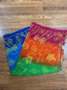 Women’s Multicolor Turtle & Floral Swim Sarong
